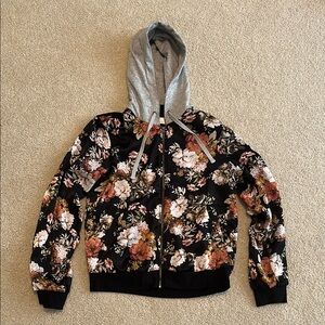 Socialite Floral Hoodie with Gray Accents